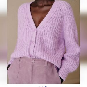Sezane Basile Lavender Knit Women's Cardigan